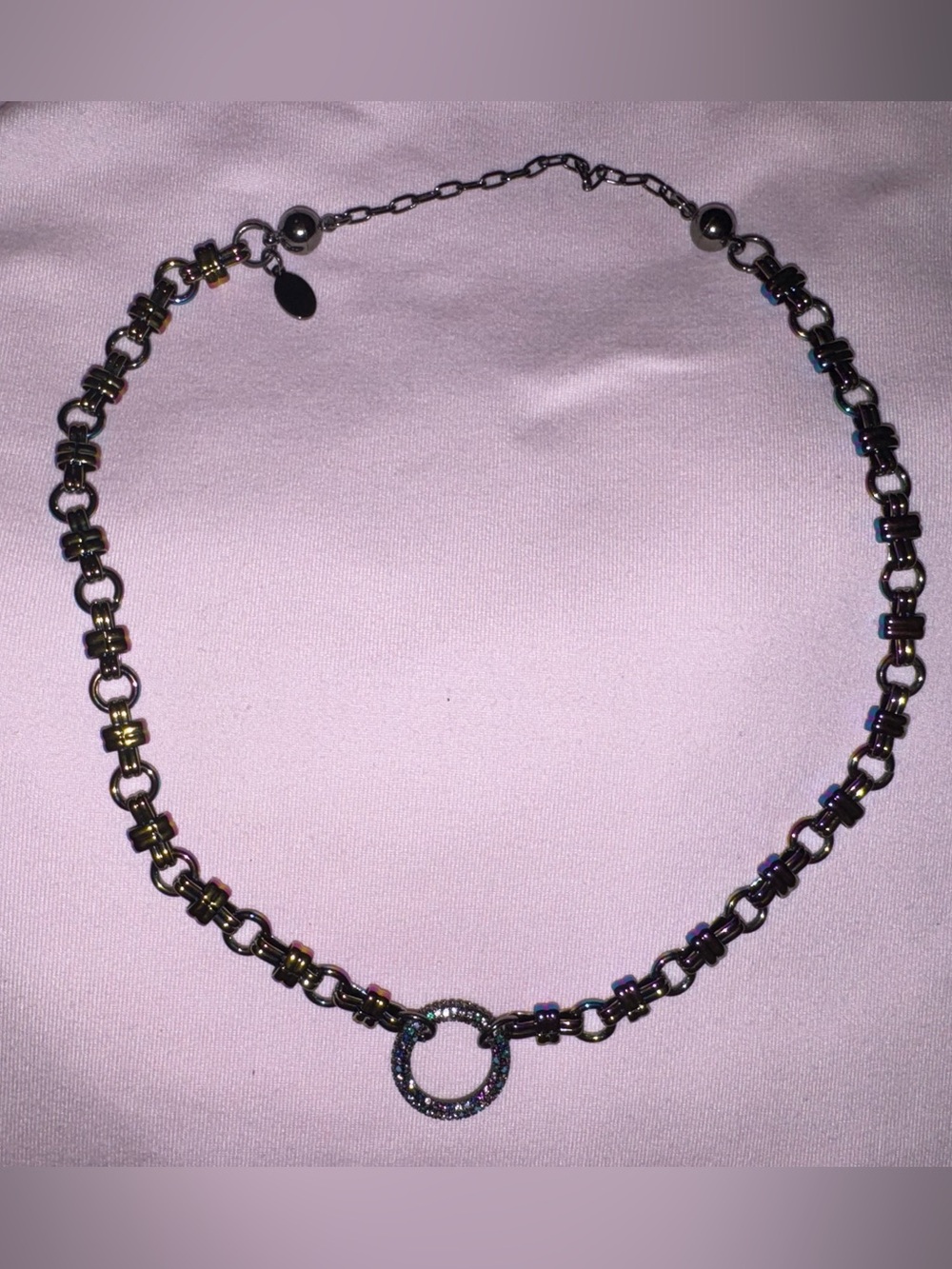 By Alexa Rae BAR x Melania Clara Gunmetal Mystic Pave Rainbow Mikaela Necklace
